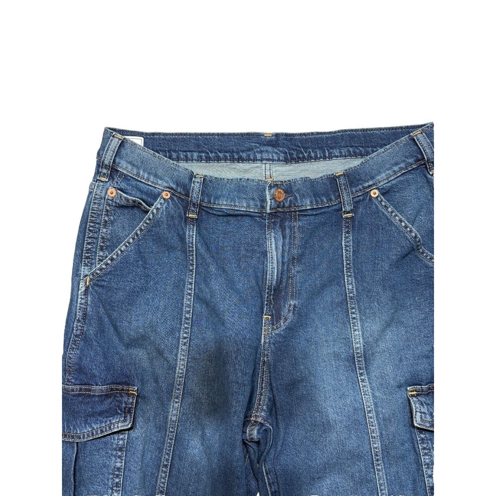 Gap 90s Loose Cargo Jeans Womens 32/14 Short Mid Rise Wide Leg Y2K Denim - Picture 5 of 14